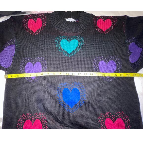 Vintage Village Fair Heart Sweater - Size S - Made in USA - Stored in Bag - Picture 7 of 8